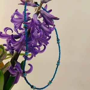 Blue Bead Choker - 12.5 inches long